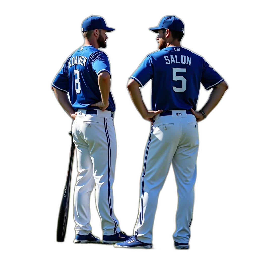 two, men, blue, baseball transparent PNG cut-out