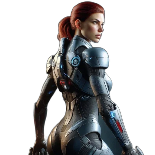 robot, concept art, 3d render, cyberpunk transparent PNG cut-out