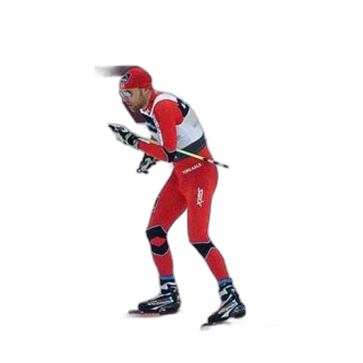 staff, skier, red, white transparent PNG cut-out