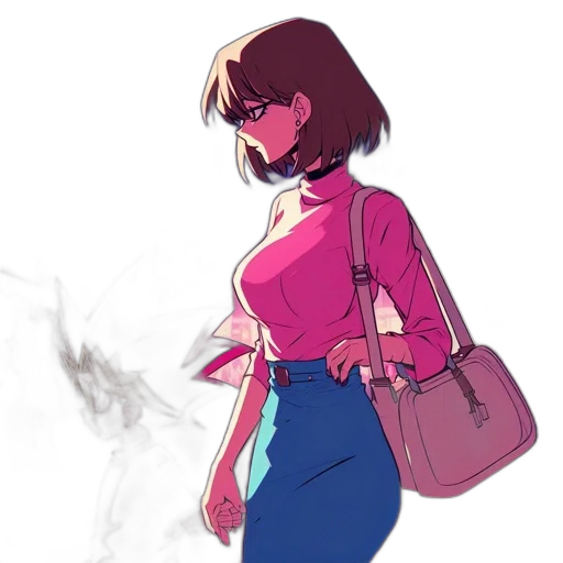 dress, jacket, staff, creature transparent PNG cut-out