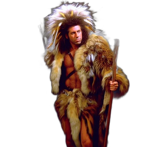jacket, staff, animal, fantasy art transparent PNG cut-out