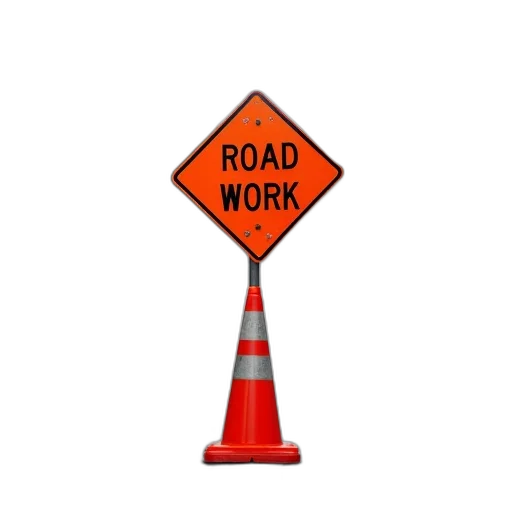 staff, road, works, sign transparent PNG cut-out