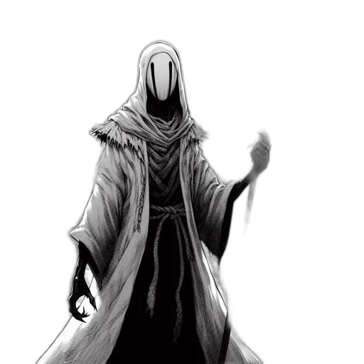 mask, creature, staff, jacket transparent PNG cut-out