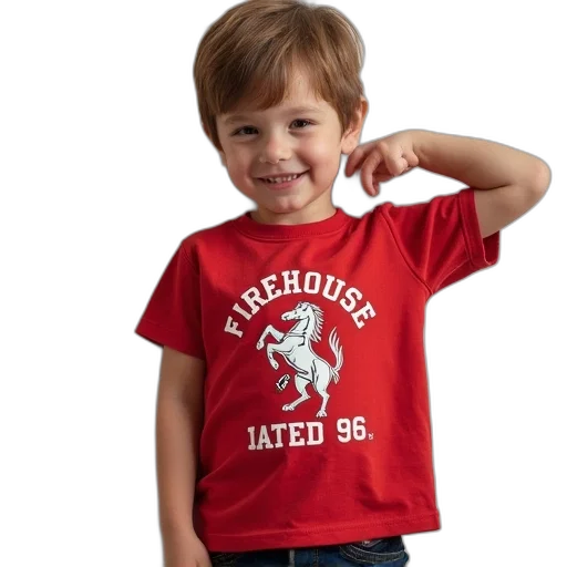kid, polo, firehouse, short transparent PNG cut-out