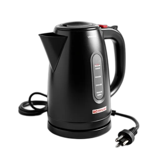 black, electric, kettle, red transparent PNG cut-out