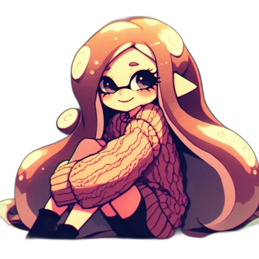 hair, jacket, staff, creature transparent PNG cut-out