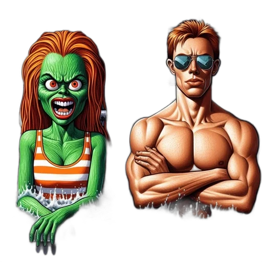 comic book art, concept art, pixel art, 3d render transparent PNG cut-out