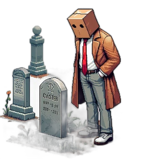 robot, jacket, mask, pixel art transparent PNG cut-out