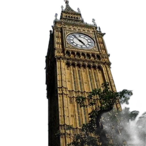 building, photorealistic, fog, clock transparent PNG cut-out