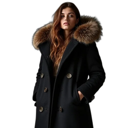 jacket, fashion, coat, fur transparent PNG cut-out