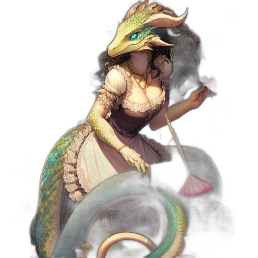 dragon, staff, creature, hat transparent PNG cut-out