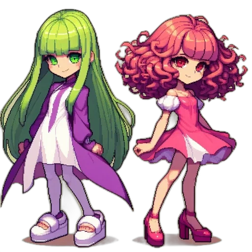 hair, pixel art, anime, concept art transparent PNG cut-out