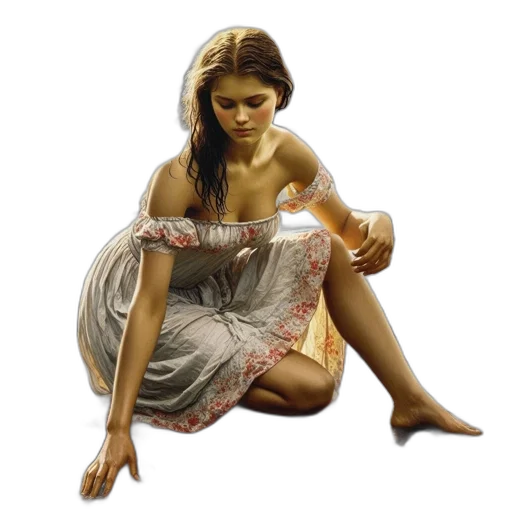 dress, jewelry, photorealistic, oil painting transparent PNG cut-out