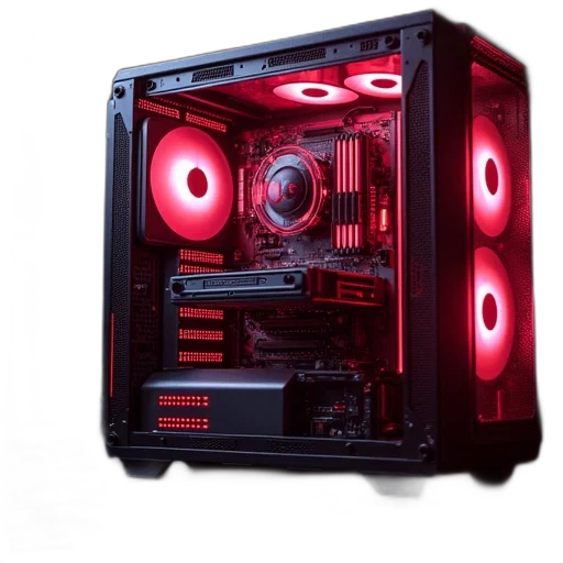 robot, cyberpunk, 3d render, red transparent PNG cut-out
