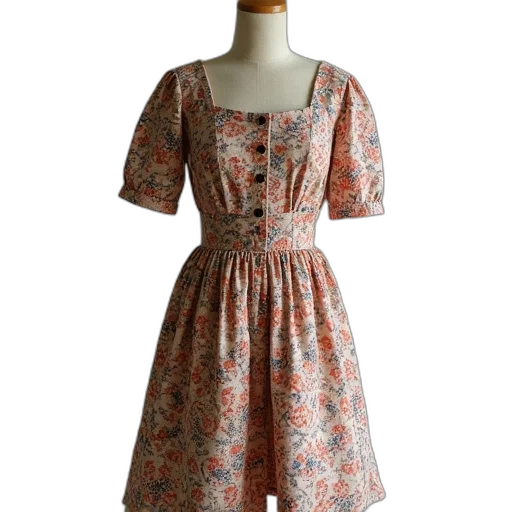 dress, printed, vintage, which transparent PNG cut-out