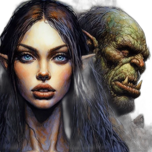 face, fantasy art, concept art, photorealistic transparent PNG cut-out