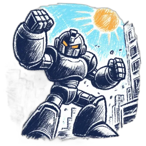 robot, concept art, comic book art, watercolor transparent PNG cut-out