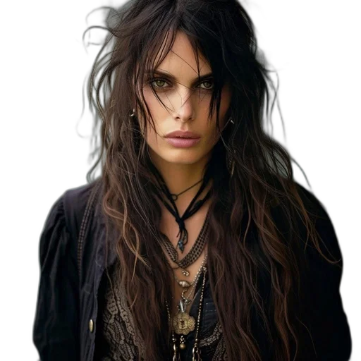 hair, jewelry, jacket, face transparent PNG cut-out