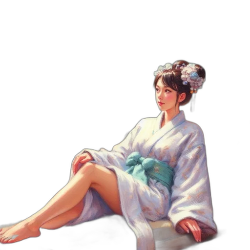 dress, staff, umbrella, oil painting transparent PNG cut-out