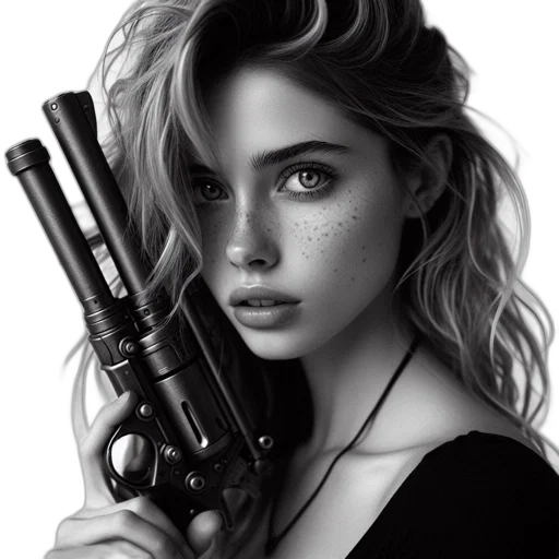 weapon, face, photorealistic, comic book art transparent PNG cut-out