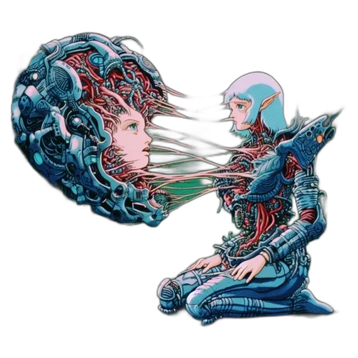 robot, jewelry, concept art, vaporwave transparent PNG cut-out