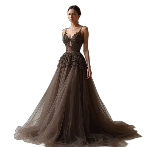 dress, photorealistic, earth tones, dark transparent PNG cut-out