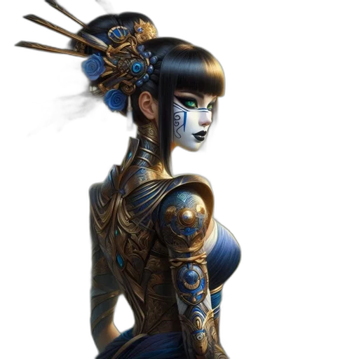 robot, mask, jewelry, staff transparent PNG cut-out