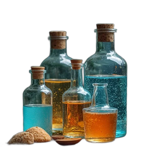 bottle, textbook, sources, production transparent PNG cut-out