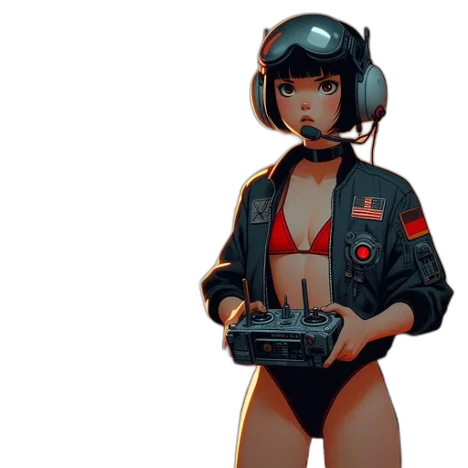 jacket, robot, weapon, cyberpunk transparent PNG cut-out
