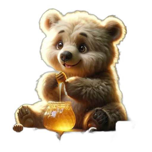concept art, fantasy art, pixel art, bear transparent PNG cut-out