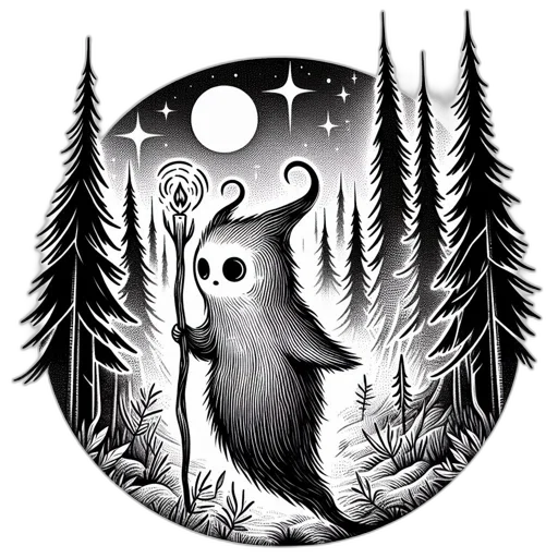 creature, staff, animal, fantasy art transparent PNG cut-out