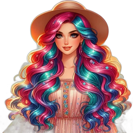 hair, dress, jewelry, hat transparent PNG cut-out