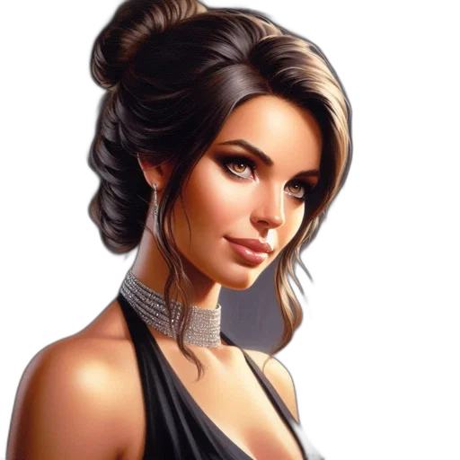 face, dress, jewelry, staff transparent PNG cut-out