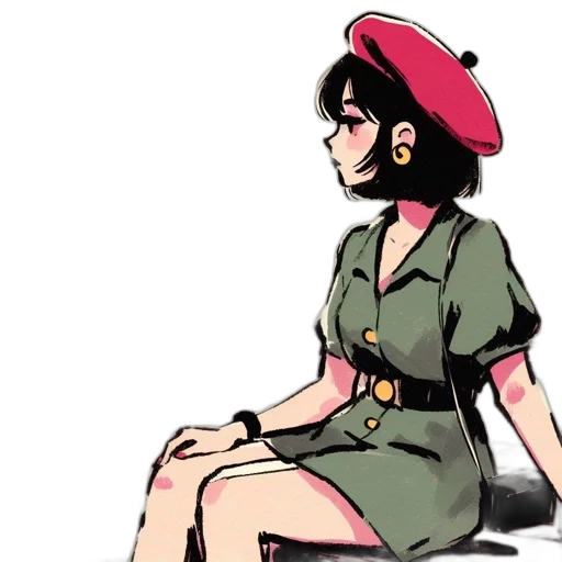 hat, dress, staff, weapon transparent PNG cut-out