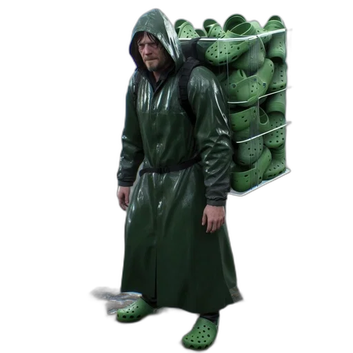 jacket, concept art, 3d render, green transparent PNG cut-out