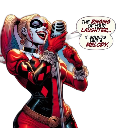 comic book art, harley, quinn, performs transparent PNG cut-out