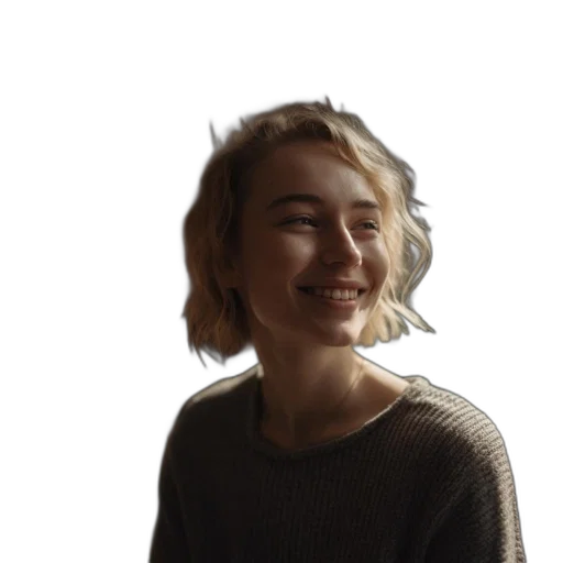 face, hair, jacket, staff transparent PNG cut-out
