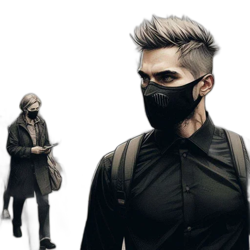 mask, jacket, face, cyberpunk transparent PNG cut-out