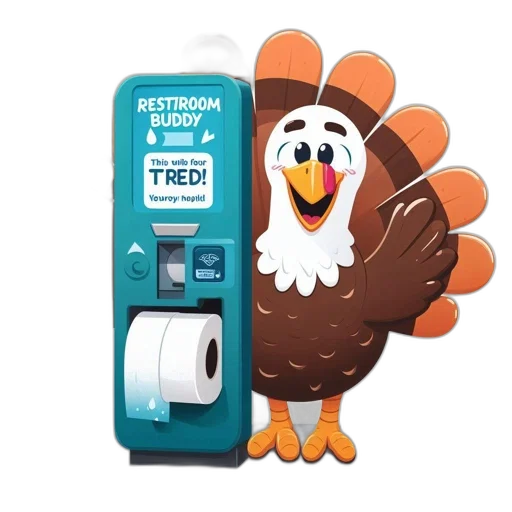cartoon, turkey, stands, beside transparent PNG cut-out