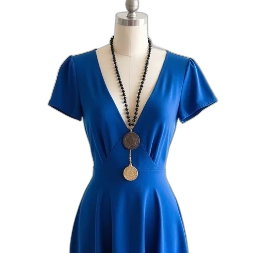dress, jewelry, blue, earth tones transparent PNG cut-out