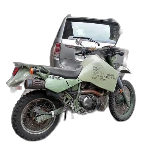 green, usmc, motorcycle, parked transparent PNG cut-out