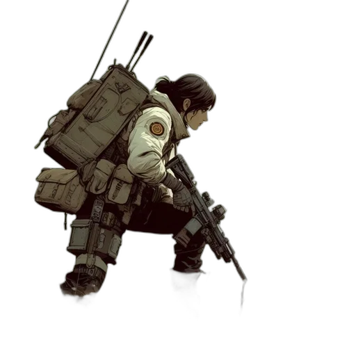 robot, weapon, jacket, staff transparent PNG cut-out