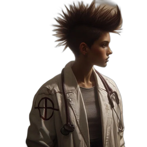 jacket, hair, staff, concept art transparent PNG cut-out