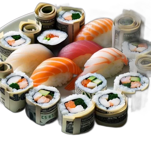 food, photorealistic, 3d render, sushi transparent PNG cut-out