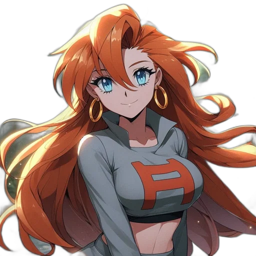 hair, jacket, staff, weapon transparent PNG cut-out