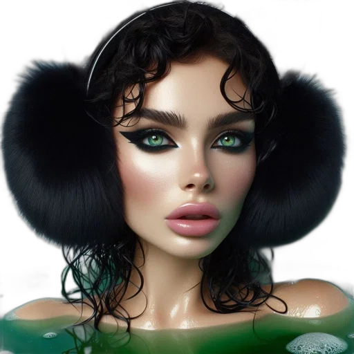 hair, face, jewelry, photorealistic transparent PNG cut-out