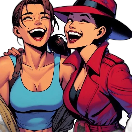 comic book art, concept art, red, two transparent PNG cut-out
