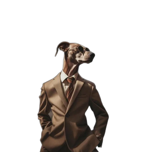 staff, jacket, animal, photorealistic transparent PNG cut-out