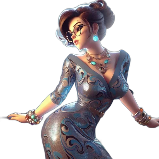 dress, staff, robot, concept art transparent PNG cut-out