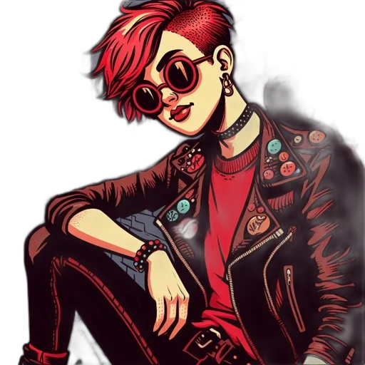 jacket, cartoon, comic book art, cyberpunk transparent PNG cut-out